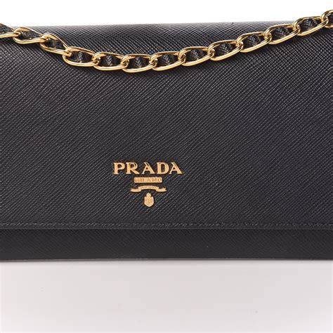 prada saffiano black wallet chain|Prada saffiano wallet price.